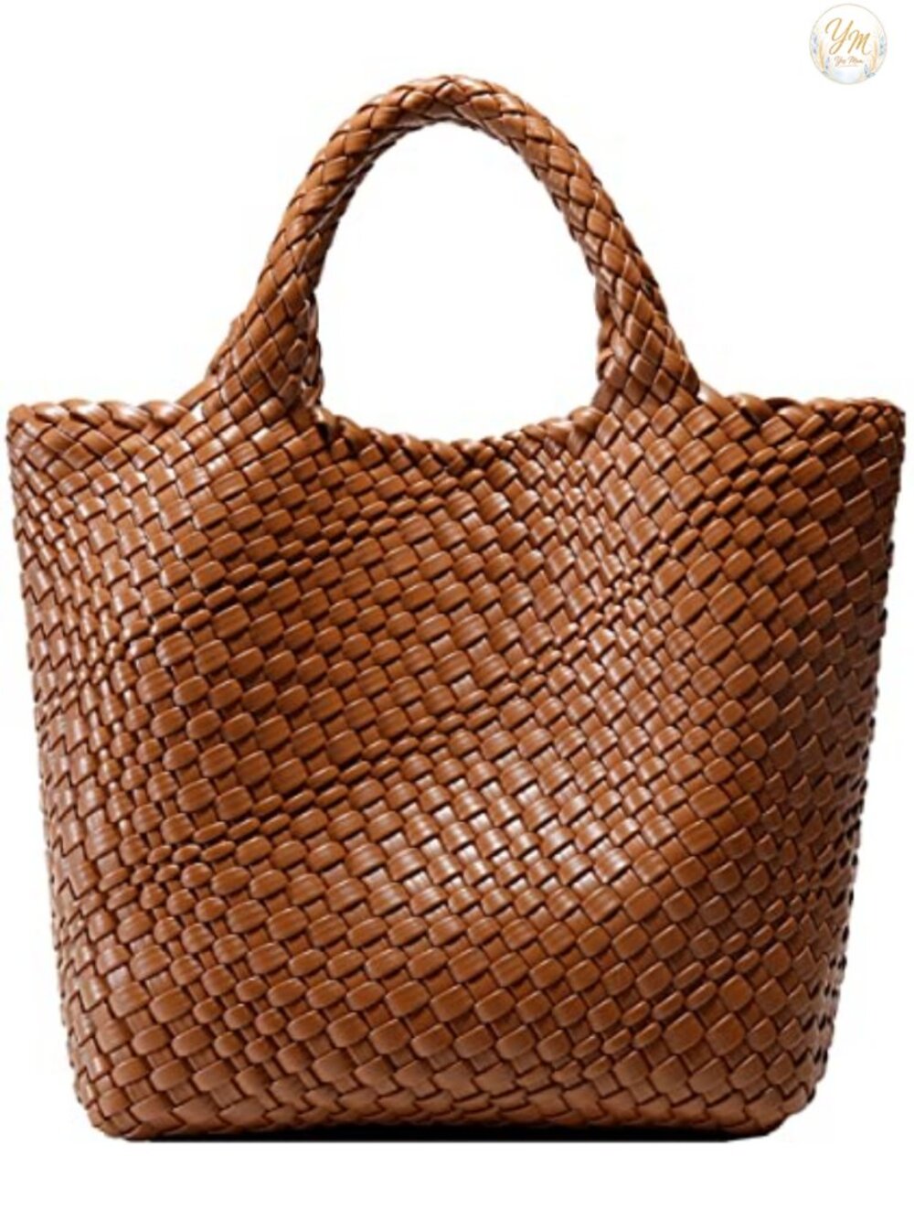 Vegan Leather Woven Tote Handbag for Women - Handmade Shoulder Satchel Purse